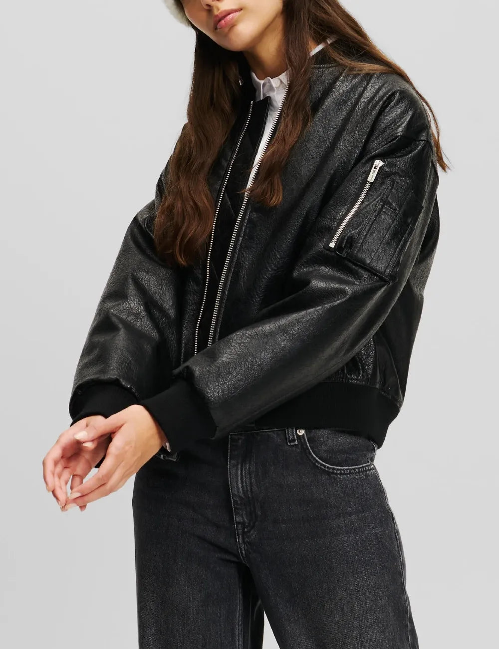 Women's Urban Style Aviator Bomber Leather Jacket