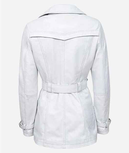 Women's VENICE Double Breasted Fitted Leather Short Trench Coat