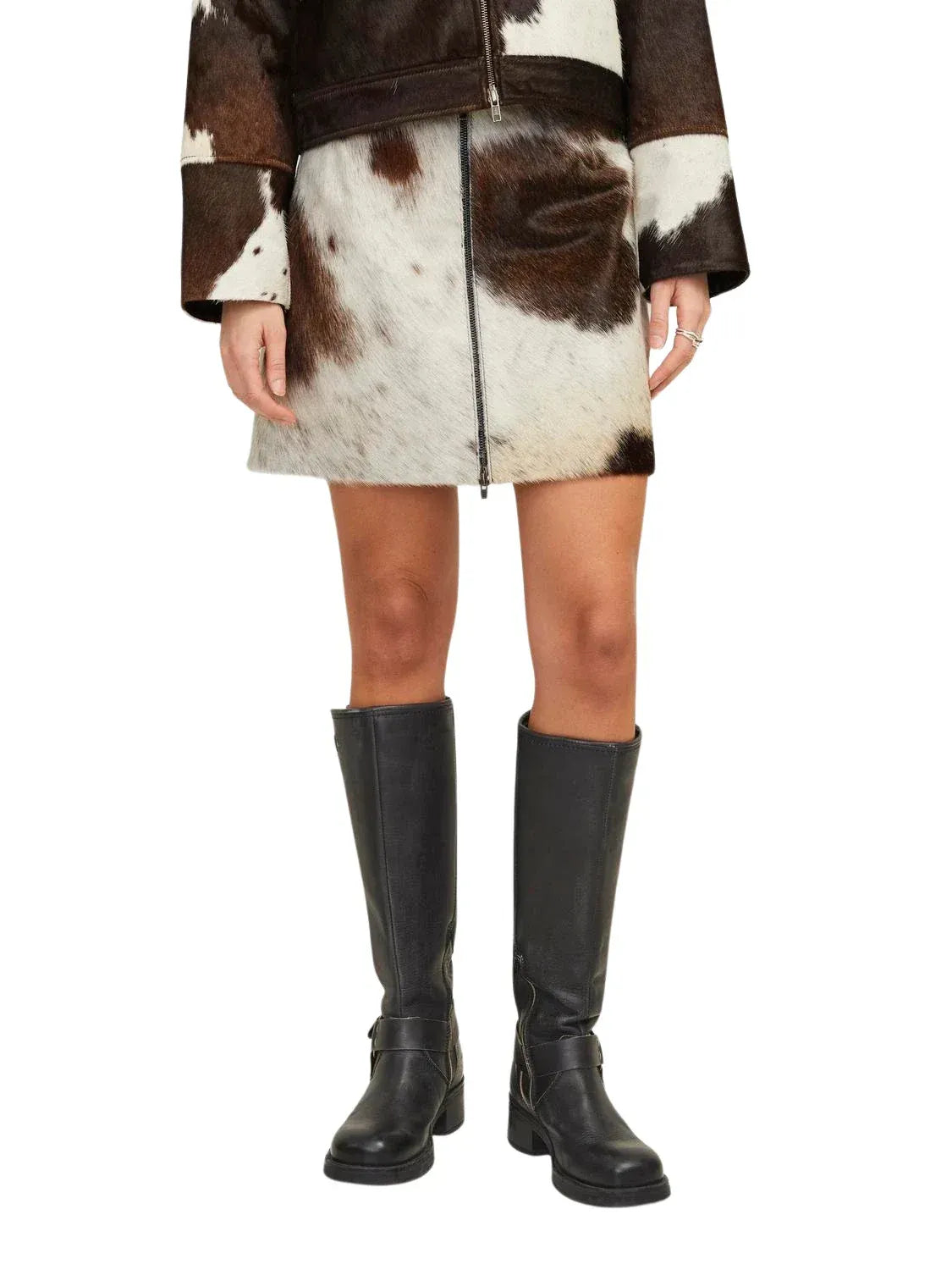 Women's Western Cow Leather Jacket & Skirt