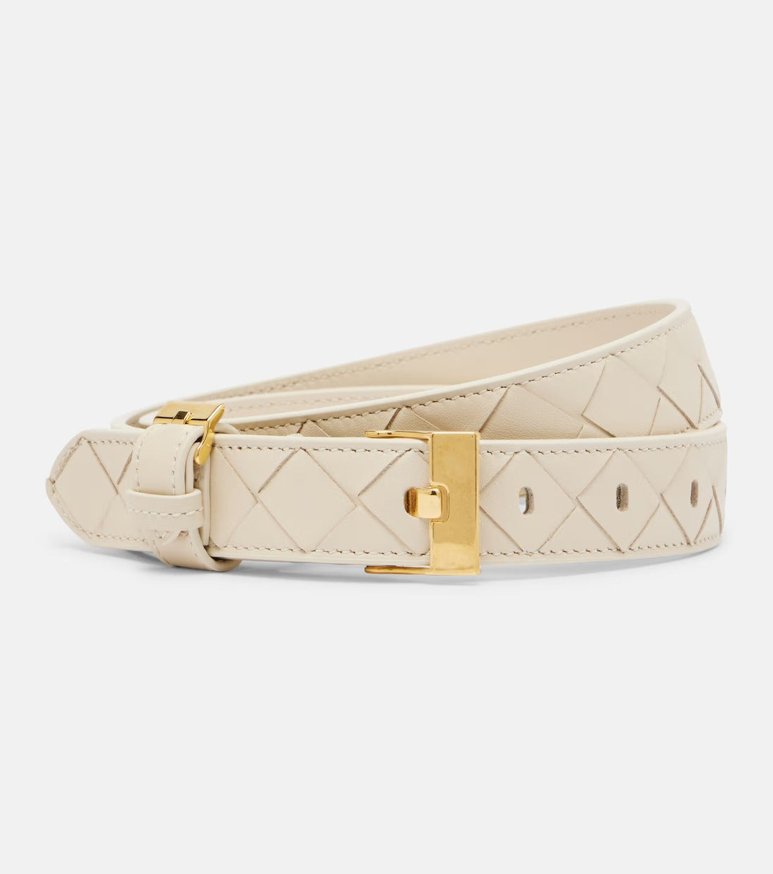 Women's White Leather Belt