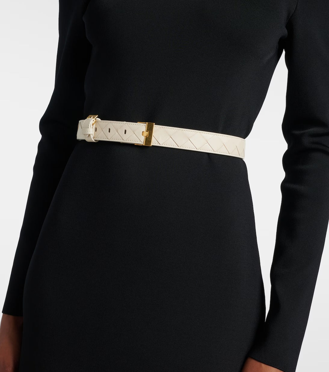 Women's White Leather Belt