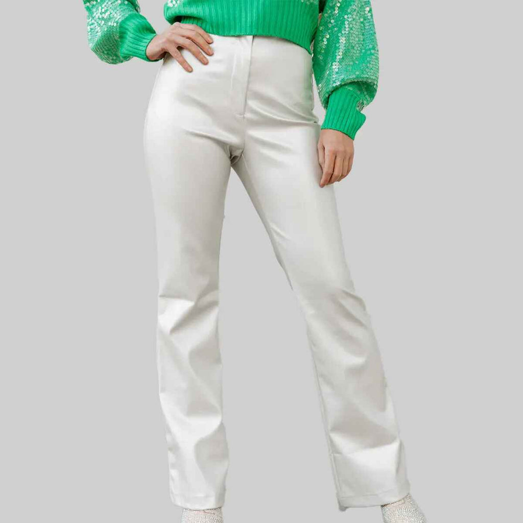Women’s White Leather Pants