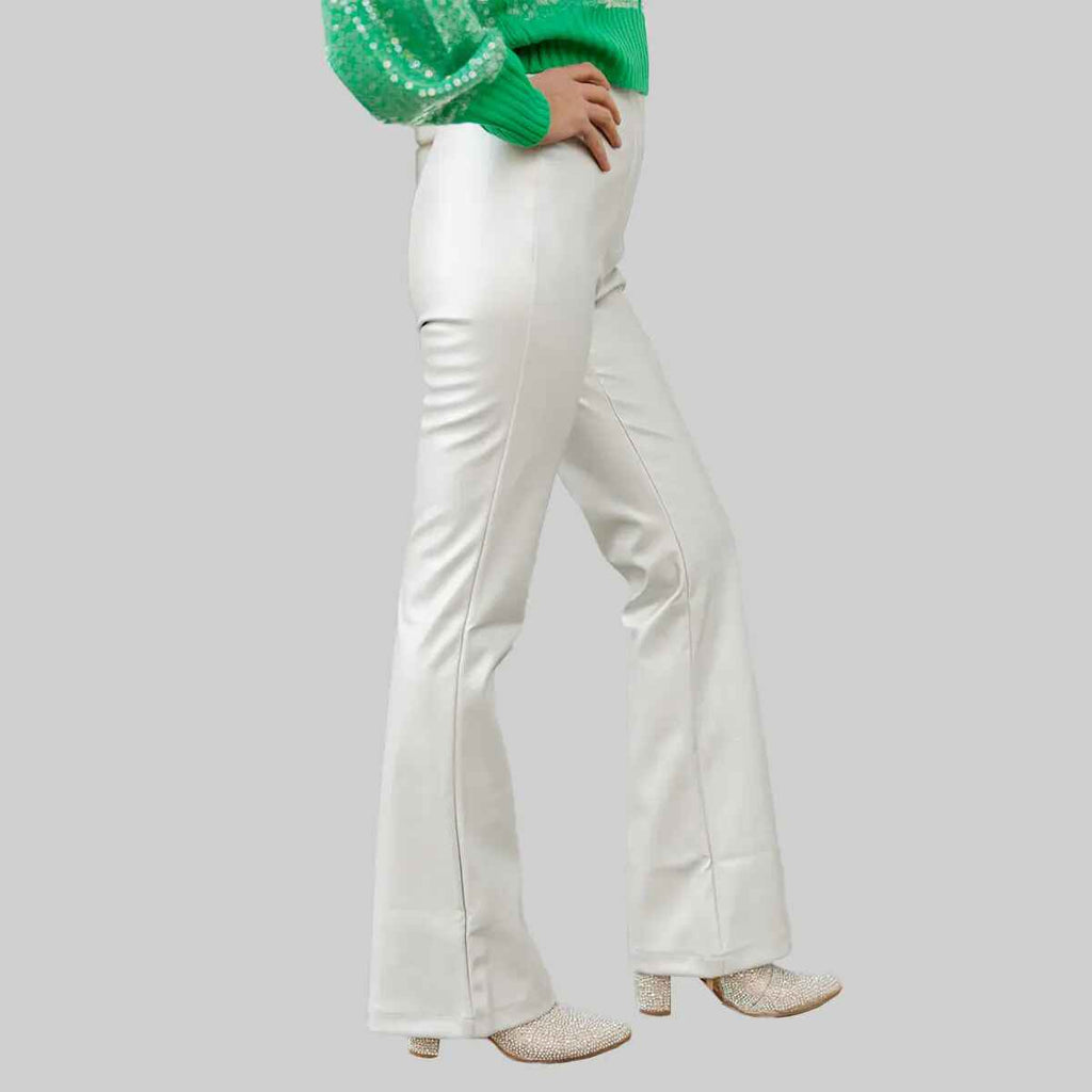 Women’s White Leather Pants