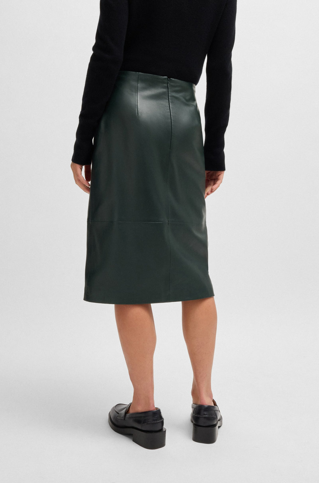 Women's Wrap-Front Panel Skirt in Leather