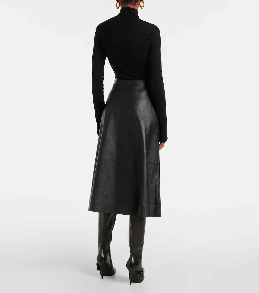 Women's midi Leather Skirt Long