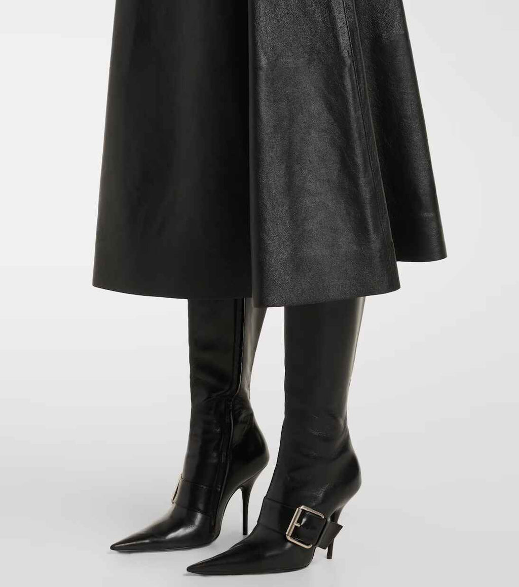 Women's midi Leather Skirt Long