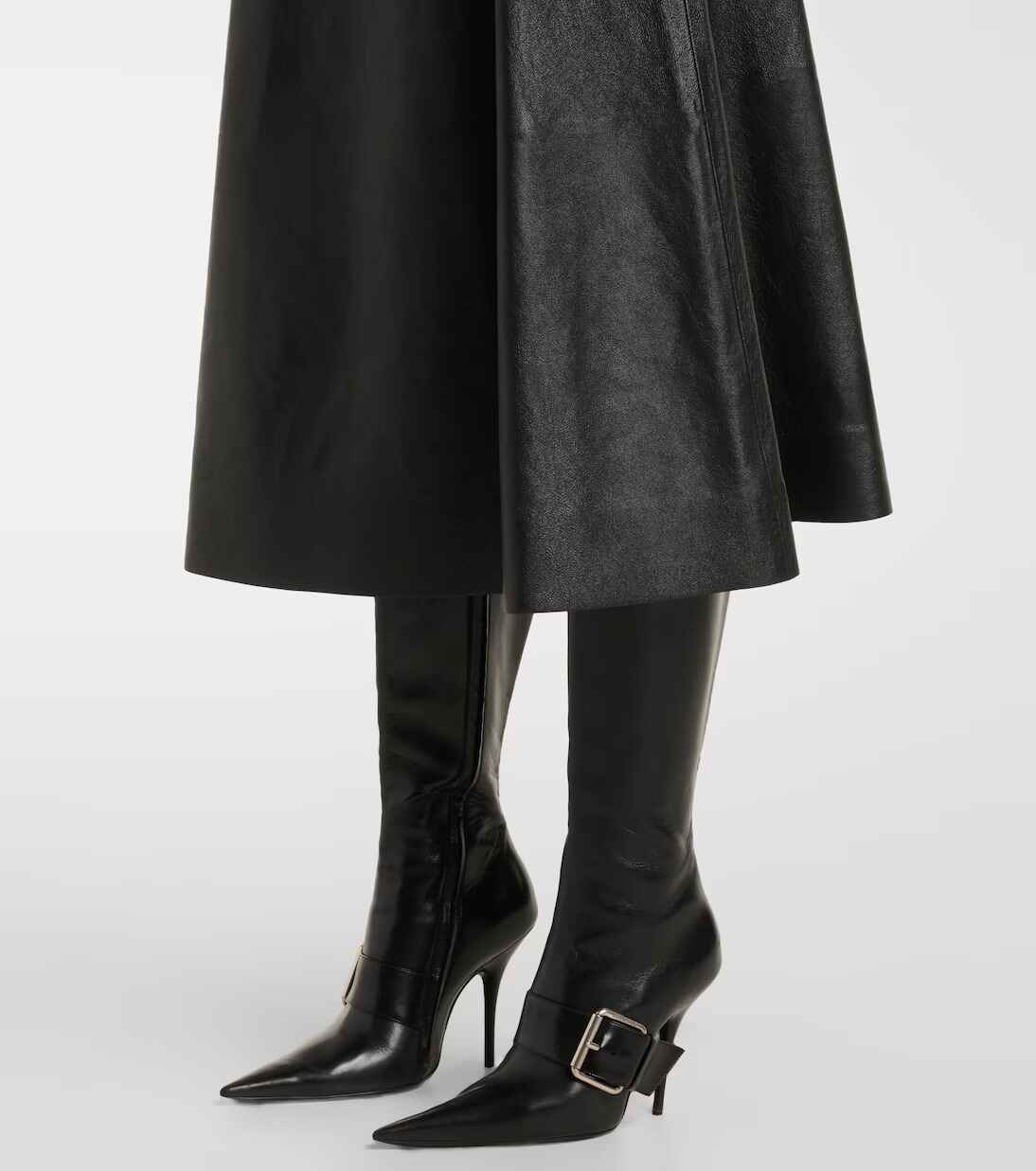 Women's midi Leather Skirt Long