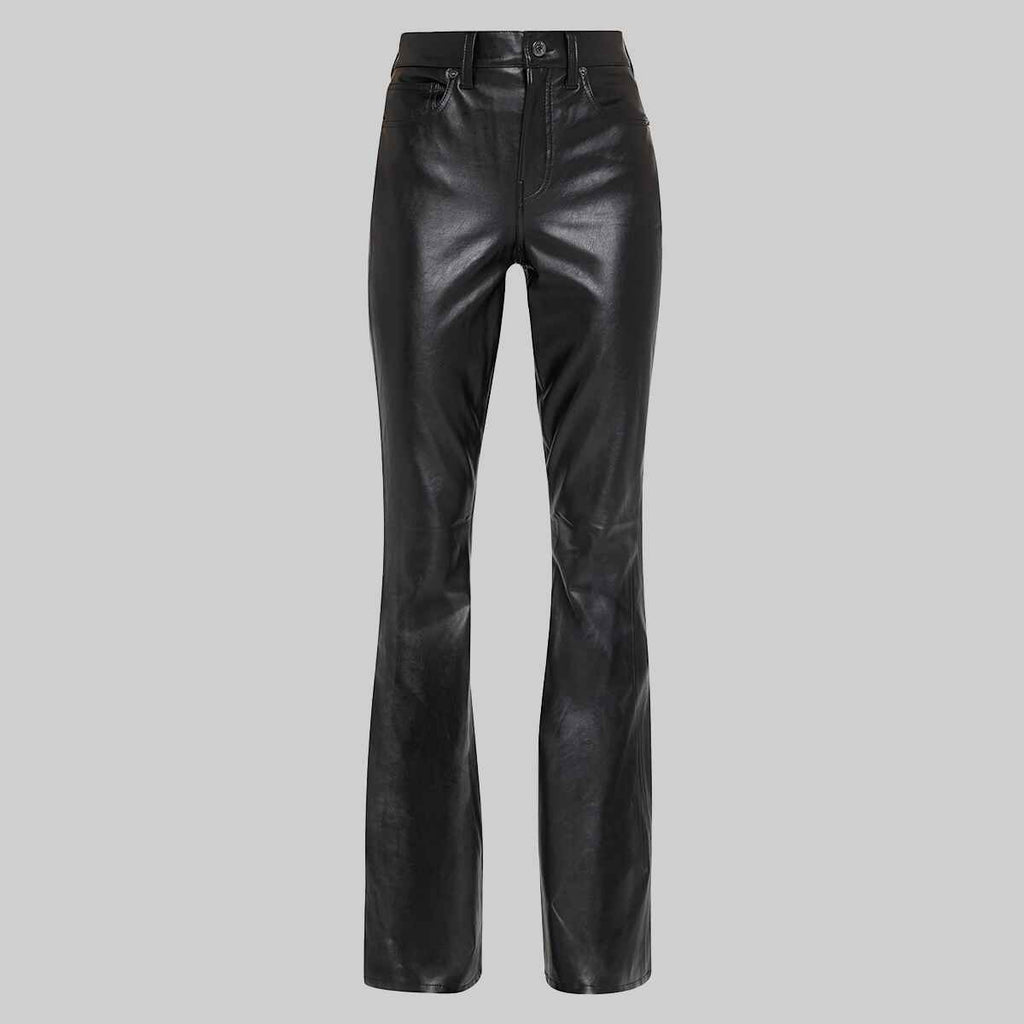 Women's Black Simple Leather Pant