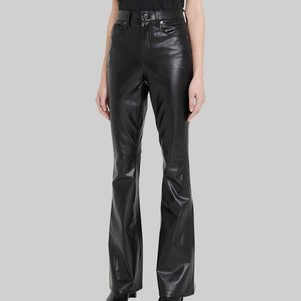 Women's Black Simple Leather Pant