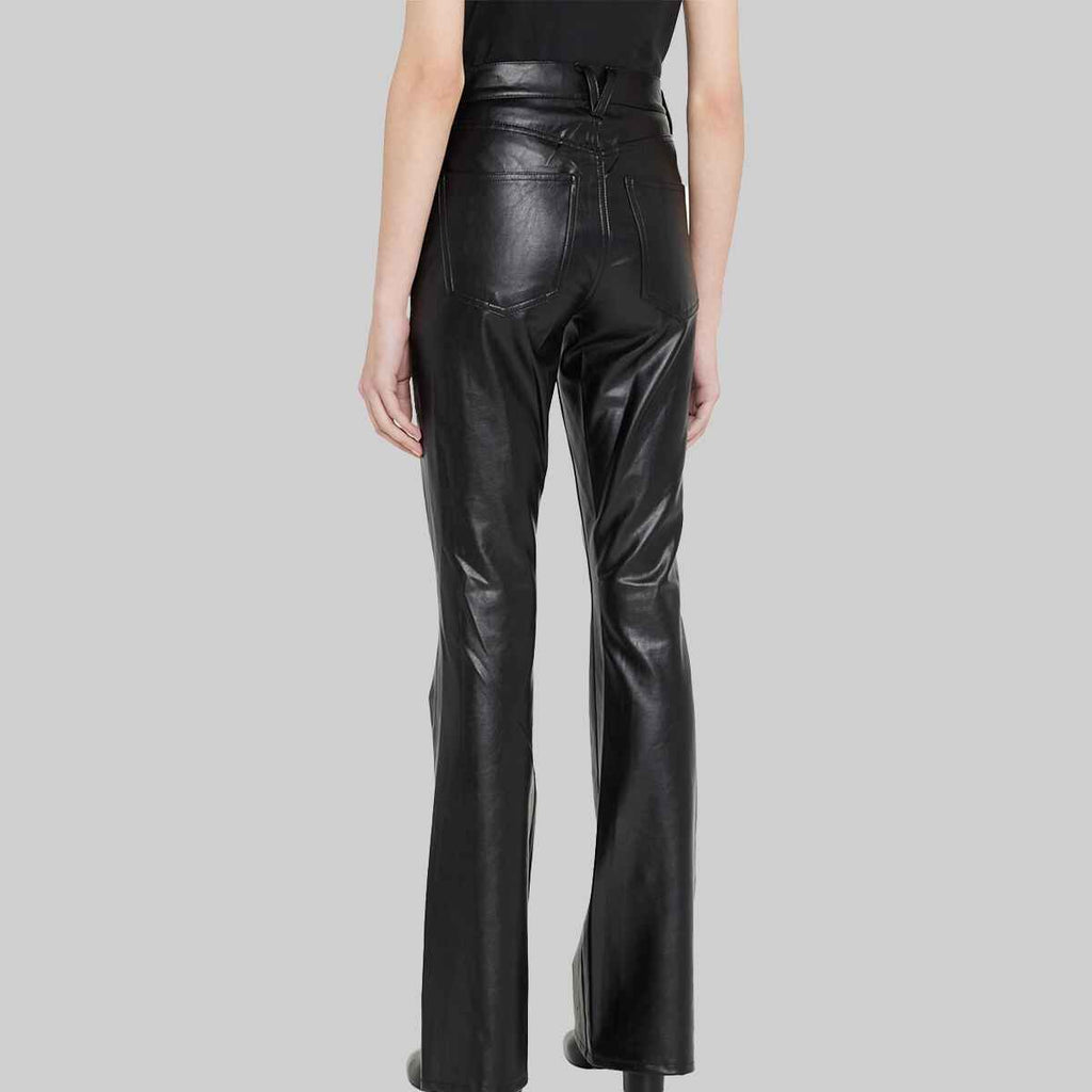 Women's Black Simple Leather Pant