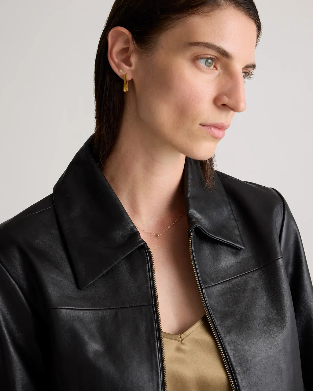 Women's Black Simple Leather Jacket