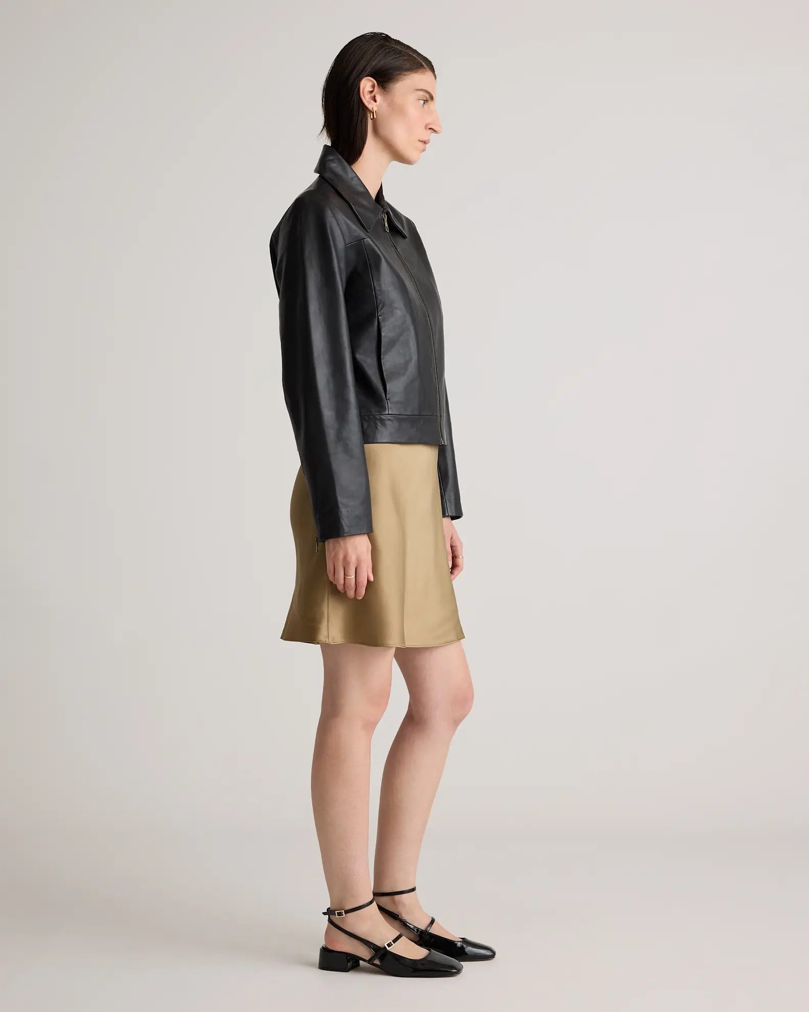 Women's Black Simple Leather Jacket