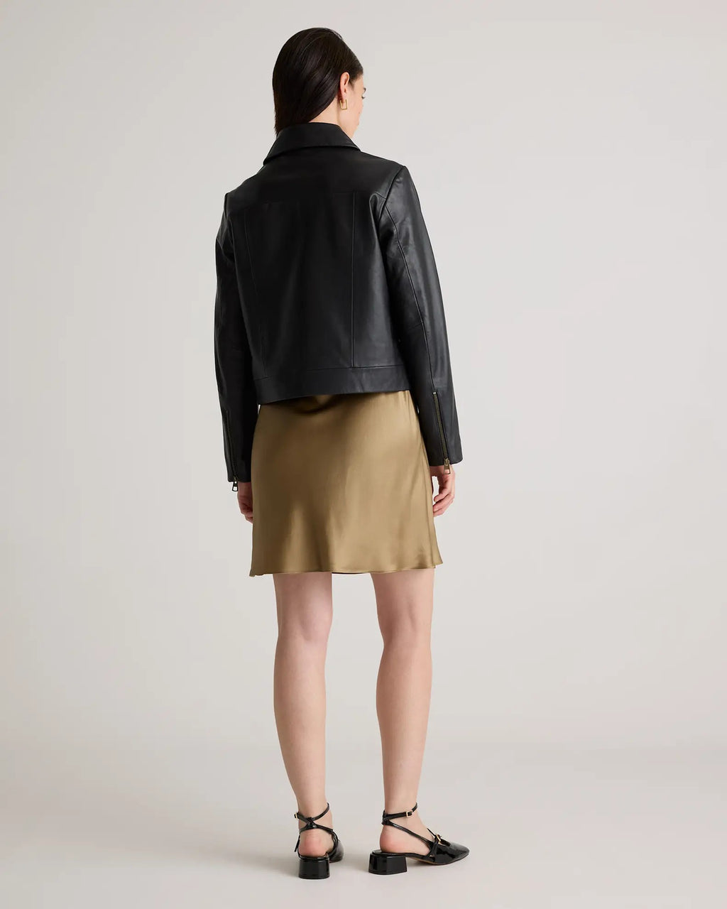 Women's Black Simple Leather Jacket