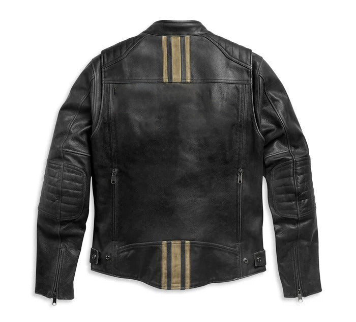 Men's Black Leather Biker Jacket