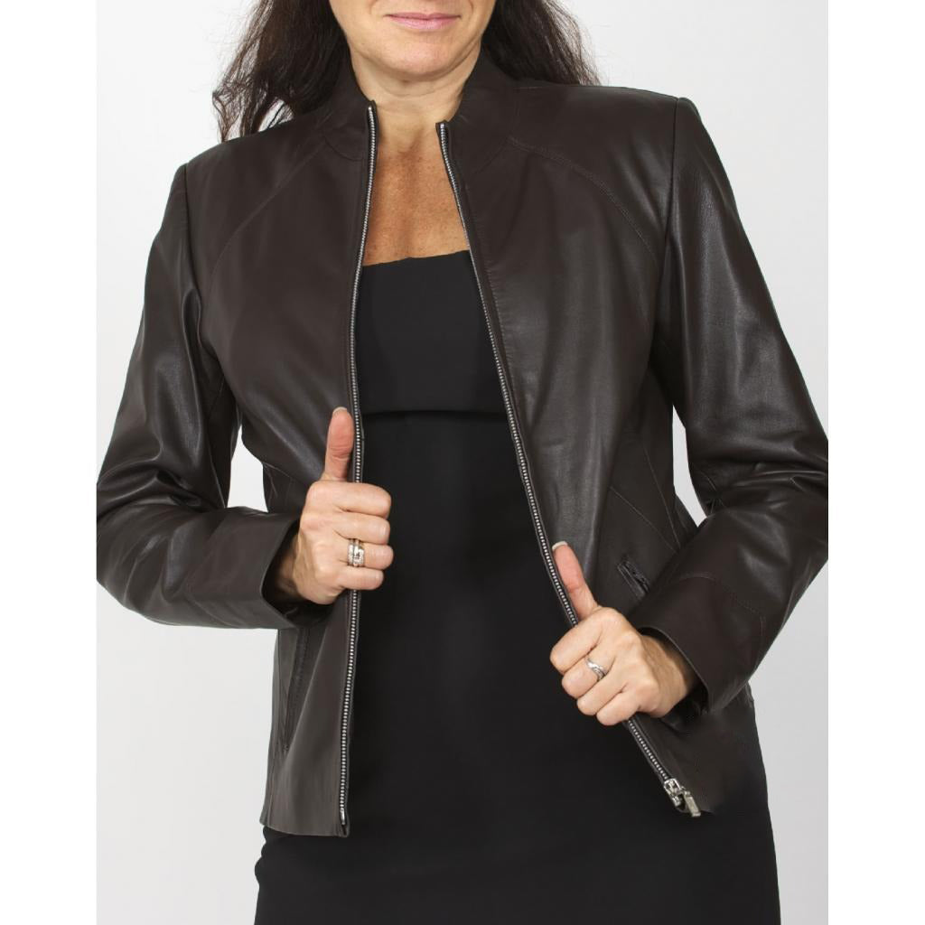 Women's Brown Simple Leather Jacket