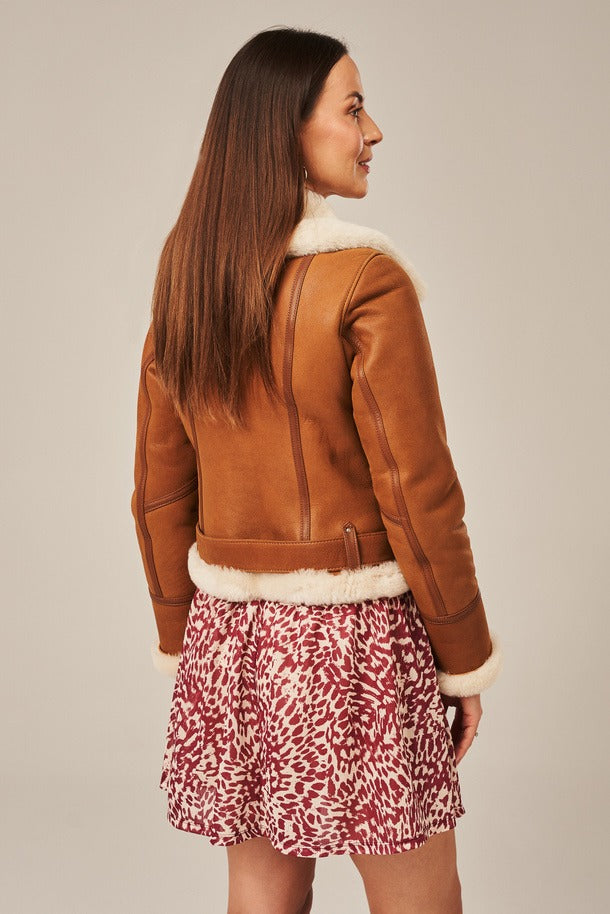 Women's Brown Leather Sheepskin Shearling Jacket