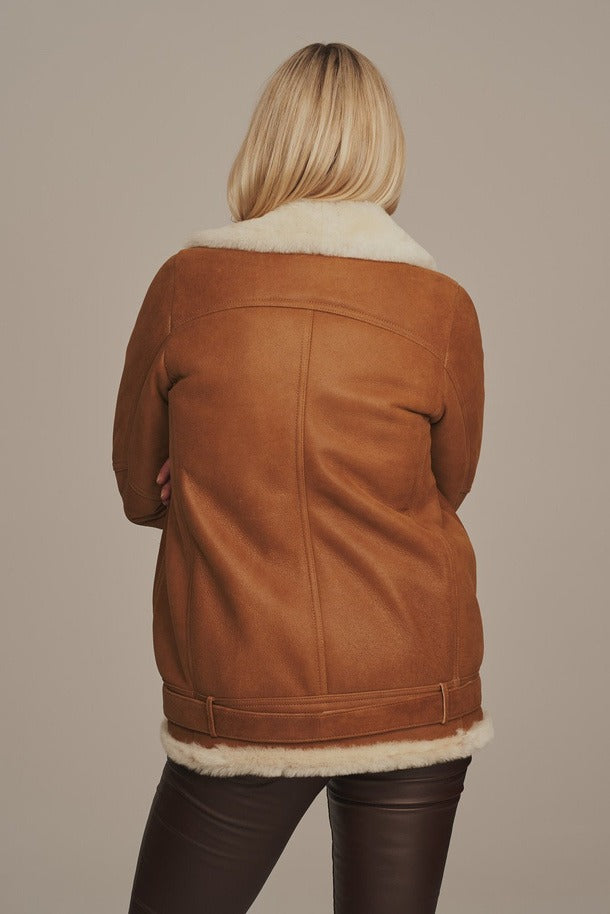 Women's Brown Leather Sheepskin shearling Jacket
