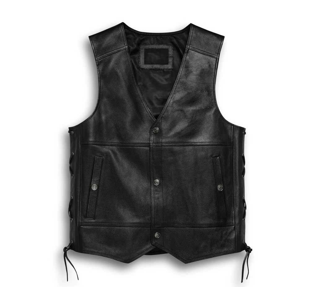 Men's Black Leather Vests