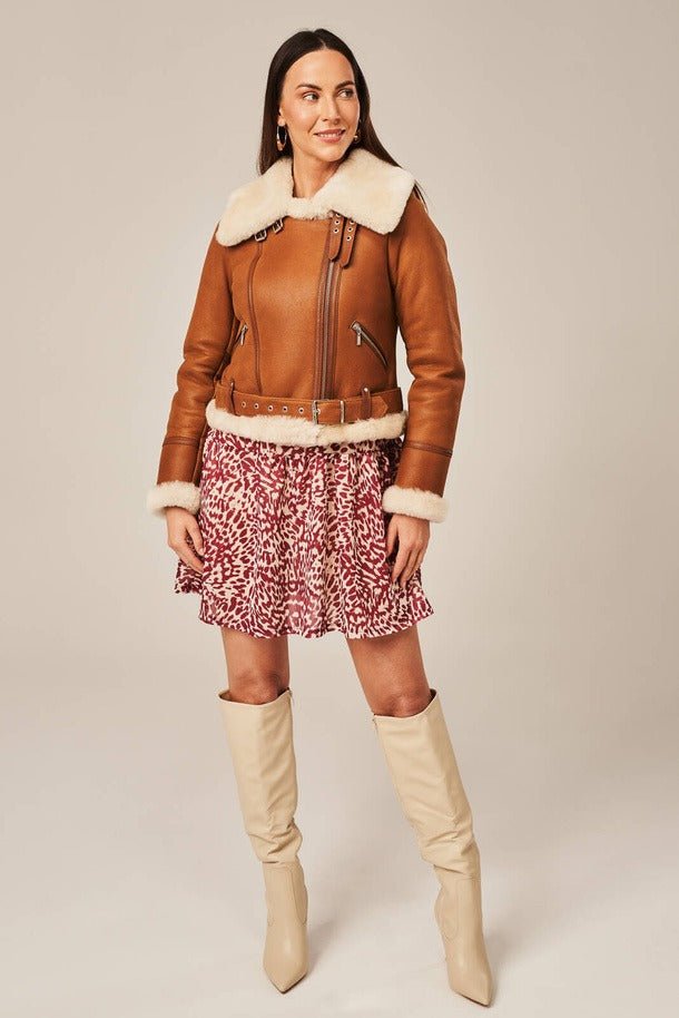 Women's Brown Leather Sheepskin Shearling Jacket