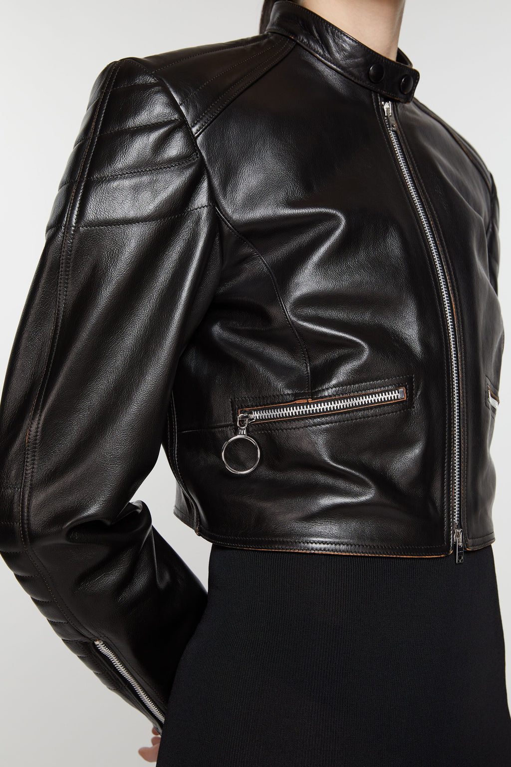Women's Black Leather Biker Jacket