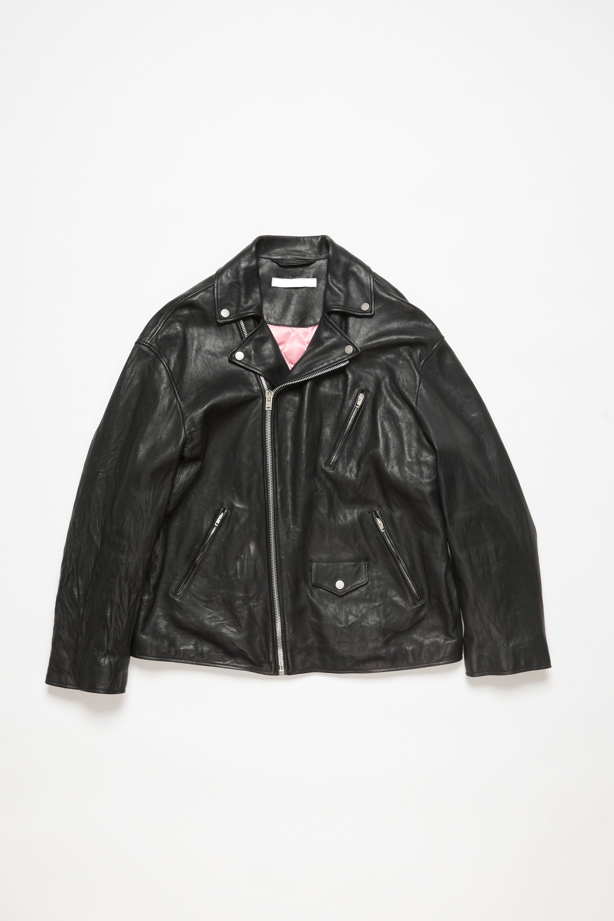 Men's Black Distressed Leather Biker Jacket