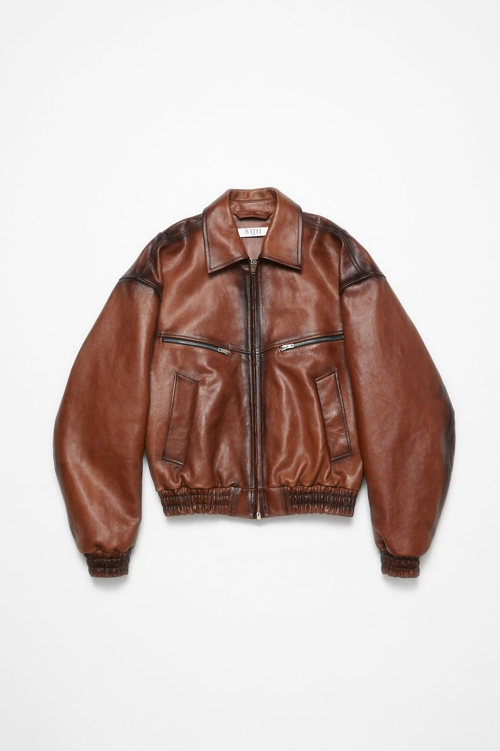 Men's Brown Leather Bomber Jacket