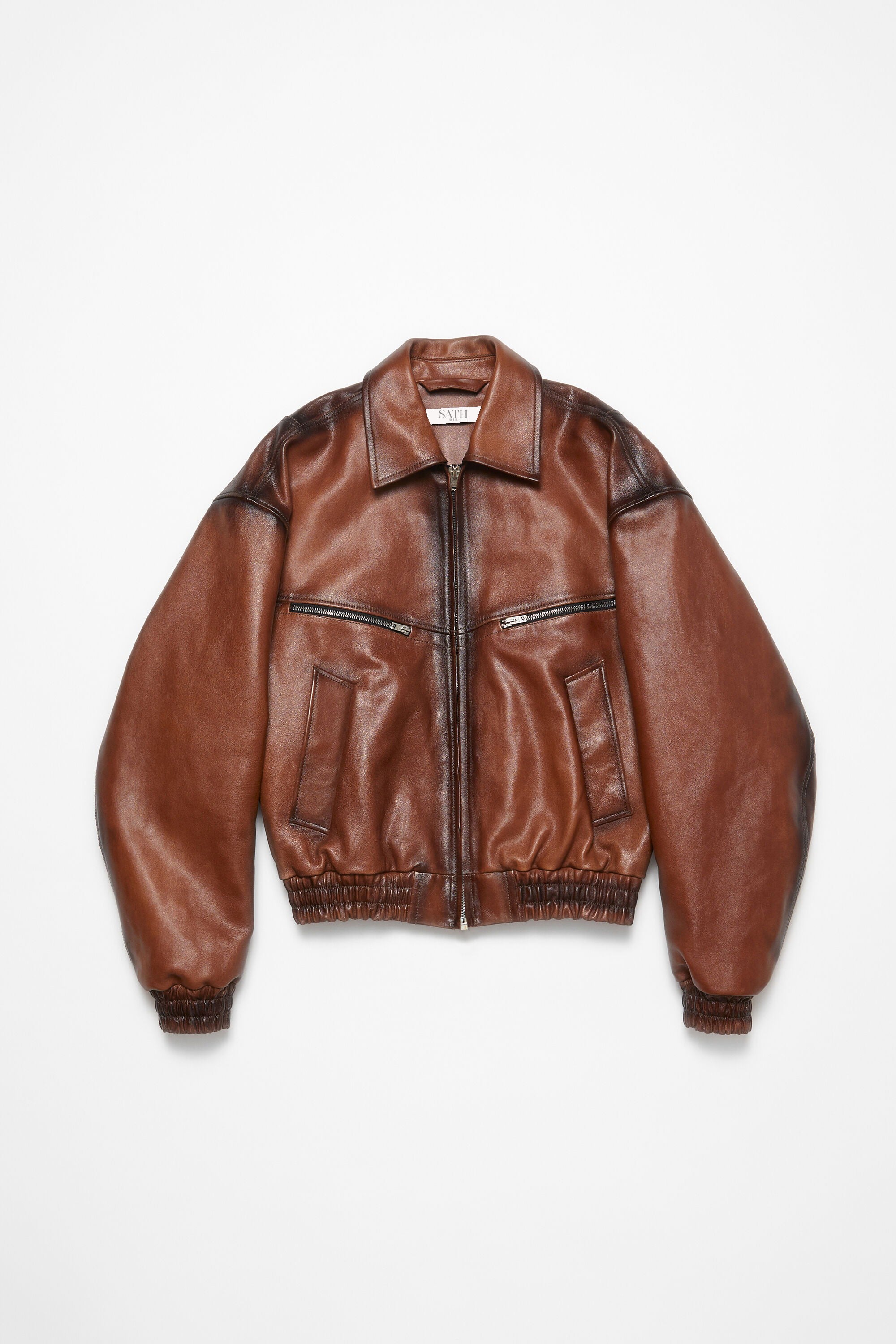 Men's Brown Leather Bomber Jacket